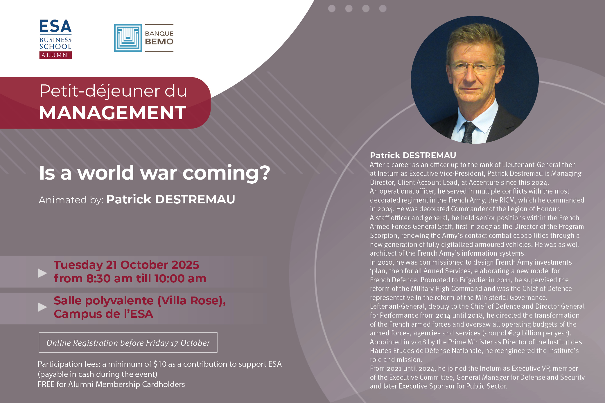 PDJ du Management Patrick Destremau 21.10.25